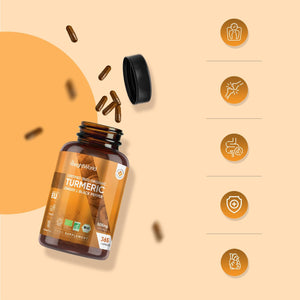 Turmeric and Black Pepper Capsules - 365 Capsules - with Organic Black Pepper - Turmeric Supplement for Both Men & Women - Easy to Swallow - Vegan & Gluten-Free - Made in EU