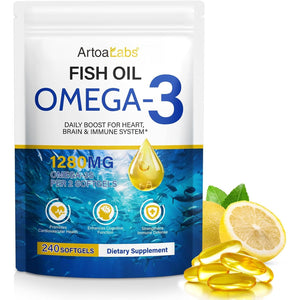 Fish Oil Omega 3 Supplements-1280 Mg Omega-3 Fatty Acid Supplements-650Mg Epa + 450Mg Dha Promotes Brain & Heart Health Essential Fatty Acids 240Ct