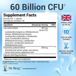 Dr. Berg Bio Cultures Complex Probiotics with Prebiotics | 60 Billion CFU | Prebiotic and Probiotic Supplements with Lactobacillus and Bifidobacterium Strains