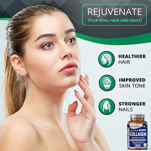High Strength Marine Collagen 2400Mg with Hyaluronic Acid 100Mg, Biotin, Vitamin C, D3, B12 and Silica - 120 Capsules - High Strength Hydrolysed Marine Collagen for Men and Women, Made in UK