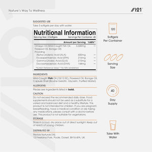 Omega 3-6-9 Fish Oil 3600Mg - 120 Softgels - Wild-Caught Fish Oil with Flaxseed Oil & Borage Oil - Rich in ALA EPA GLA & DHA – No Additives (60 Day Supply) by Alpha01