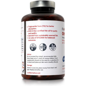 Omega -3 TG | Triglyceride Form | IFOS Certified | 900Mg EPA & 600Mg DHA per 2 Softgels | 120 Softgels