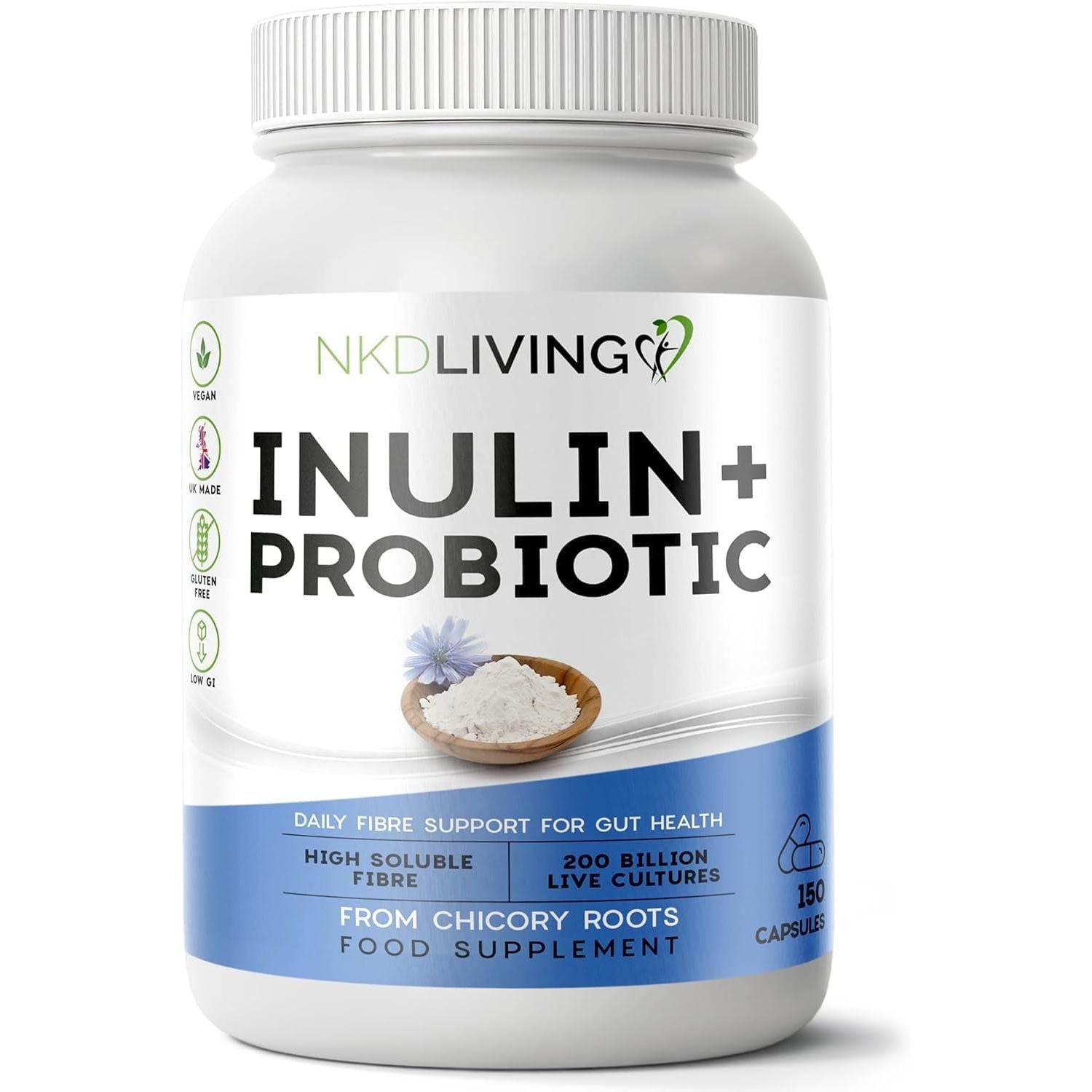 NKD Living Inulin and Probiotic Fibre, 150 Capsules