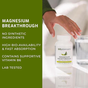 Bioptimizers Magnesium Breakthrough Supplement | Has 7 Forms of Magnesium: Glycinate, Malate, Citrate, and More | Natural Sleep and Brain Supplement | 60 Capsules
