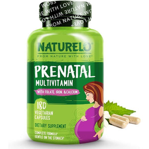 NATURELO Prenatal Multivitamin - Natural Vitamins & Minerals - Active Folate, Iron & Calcium - Essential Nutrients during Pregnancy & Conception - No Gmos - 180 Vegan Capsules | 2 Month Supply