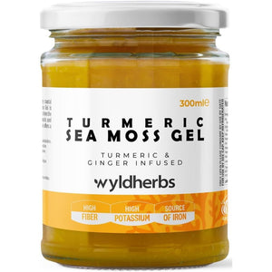 Wyld Herbs All-Natural Turmeric & Ginger Infused Sea Moss Gel | 100% Wildcrafted Sea Moss | Superfood Rich in Minerals, Proteins & Vitamins - Vegan & Gluten Free 300ML