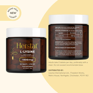 Herstat L-Lysine 1500Mg | High Potency Essential Amino Acid, Vegetable Tablets, 120Ct