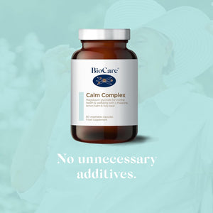 Biocare Calm Complex | Lemon Balm, L-Theanine, Holy Basil & Magnesium Glycinate for Mental Health, Relaxation & Sleep - 60 Capsules