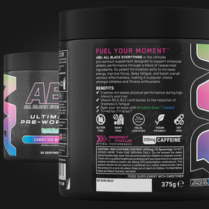 Applied Nutrition ABE Pre Workout - All Black Everything Pre Workout Powder, Energy & Physical Performance with Citrulline, Creatine, Beta Alanine (375G - 30 Servings) (Candy Ice Blast)