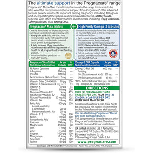 Pregnacare MAX Pregnancy Vitamins - Uk'S No.1 Pregnancy Brand. Greater Prenatal Care for Women, Supplement with Added Omega-3 DHA for Normal Brain and Eye Development, Vitabiotics