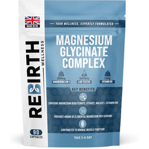 Magnesium Glycinate 3-In-1 Complex with Vitamin B6-2000Mg per Serving of Glycinate, Citrate & Malate - Providing 468Mg Elemental Magnesium. 90 Capsules - Made in UK - 3Rd Party Lab Tested