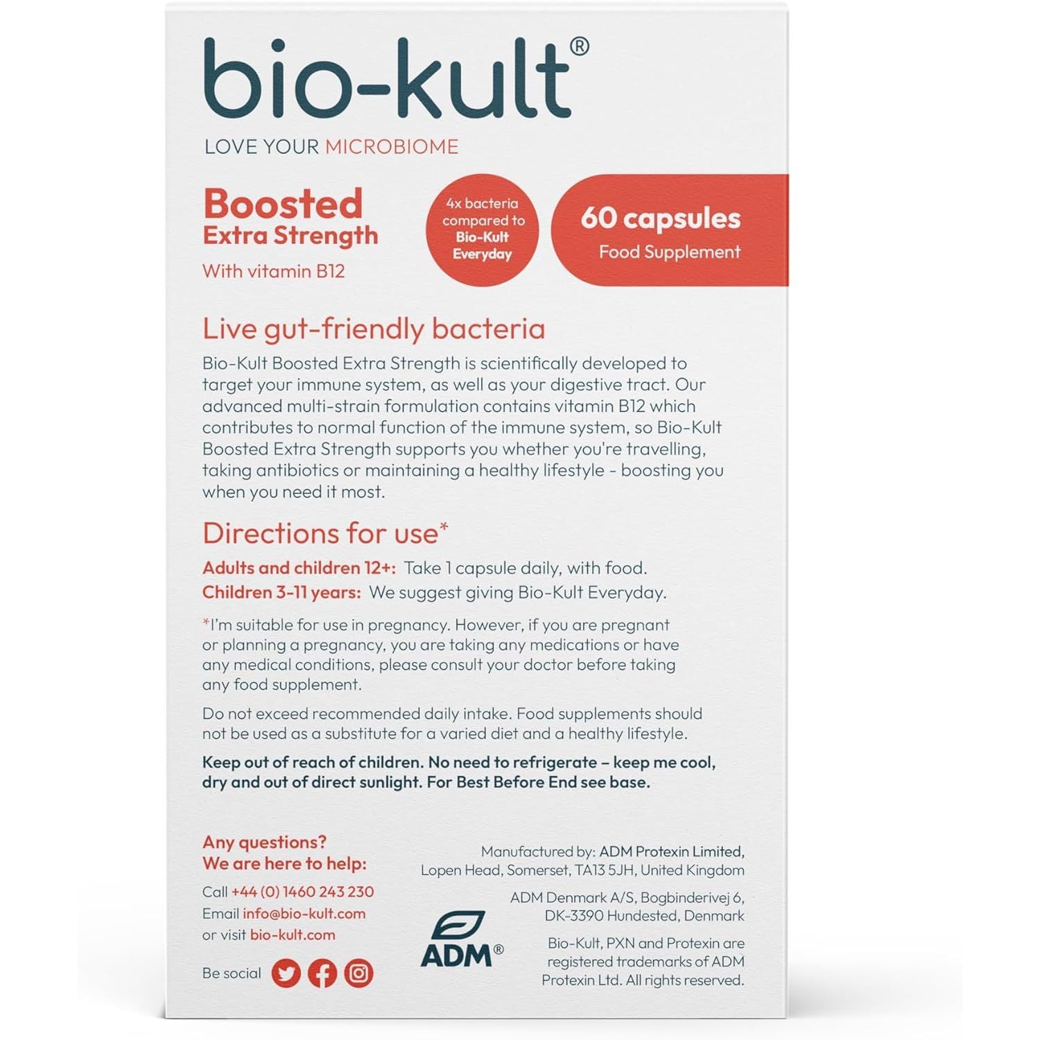 Bio-Kult Boosted Extra Strength Gut Health| 14 Strains | Probiotics for Women & Men | Immune & Digestive Support | Shelf-Stable, Non-Gmo, Gluten-Free | 60 Capsules