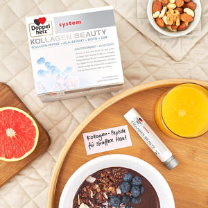 Doppelherz Collagen Beauty, 30 Drinking Bottles - with Collagen Peptides, Açai Extract, Biotin, Zinc - Anti-Wrinkles, Skin Health