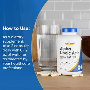 Nutricost Alpha Lipoic Acid 600Mg per Serving, 240 Capsules - Gluten Free, Vegetarian Capsules, Soy Free & Non-Gmo