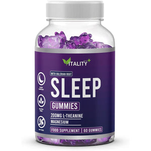 Natural Sleep Aid Gummies with Valerian Root & L-Theanine - Non-Habit Forming, Vegan, for Deep Relaxation & Restful Nights - 60 Chewable Gummies
