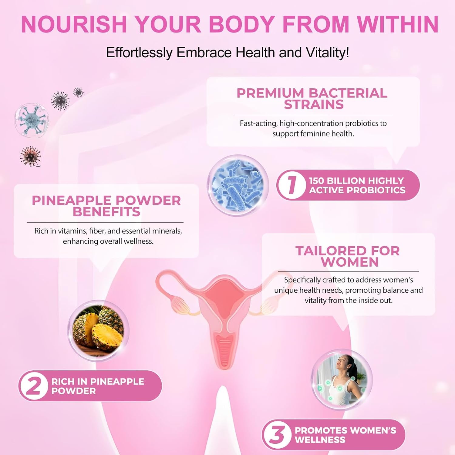 Premium Feminine Balance Gummies - Hawaiian Pineapple PH Balance Gummies for Women of All Ages, Support Women’S Health & Wellness - Immune Support - Vegan & Gluten-Free 60PCS