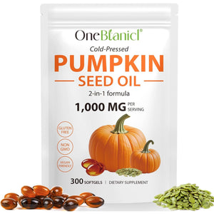 Pumpkin Seed Oil Capsules, 300 Softgels of Pumpkins Seed Oil Supports Hair Body Skin, Cold-Pressed High Strength Supplement No Additives