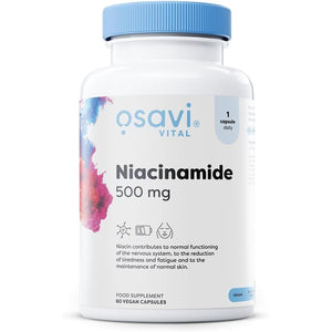 Osavi Niacinamide 500 Mg – 120 Vegan Capsules | Supports Nervous System & Psychological Function | Reduces Fatigue, Maintains Healthy Skin & Mucous Membranes | Contributes to Normal Energy Metabolism
