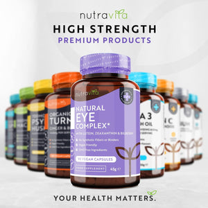 Lutein Natural Eye Supplement – 90 Vegan Capsules - Zeaxanthin, Bilberry Extract, Vitamins A, B12 & Zinc – for Maintenance of Normal Vision – Made in the UK by Nutravita