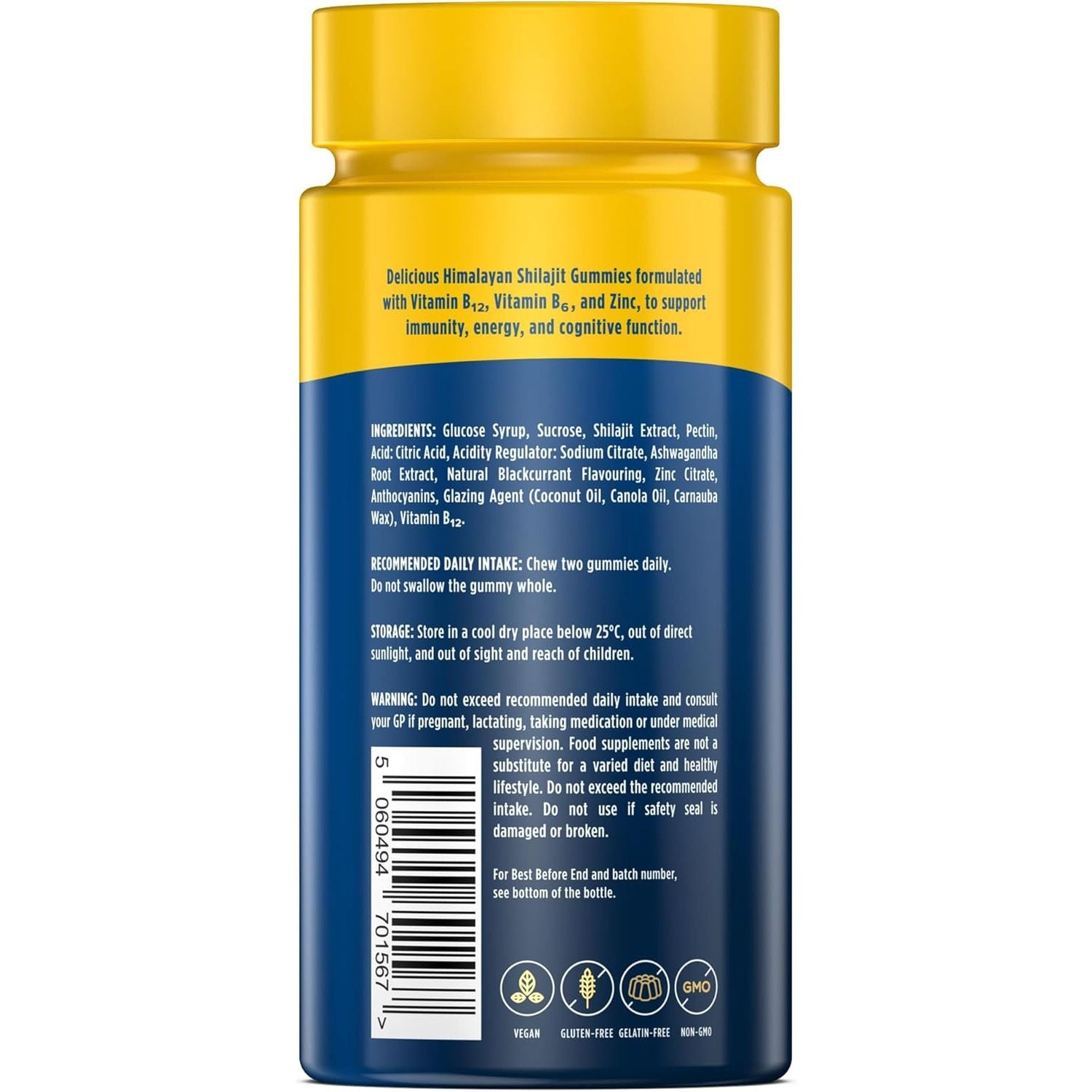 Wellgard Himalayan Shilajit Gummies – Formulated with Ashwagandha, B-Vitamins, and Zinc, Vegan