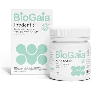 Biogaia Prodentis Oral Probiotics for Gums & Teeth | Innovative Dental Probiotics to Strengthen Teeth & Enamel | Unique Lactobacillus Reuteri | 30 Lozenges with Xylitol, No Added Sugar – Mint Flavour