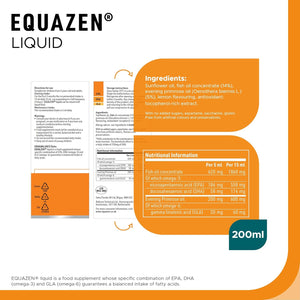 EQUAZEN Childrens Liquid | Omega 3 & 6 Supplement | Supports Brain Function | Blend of DHA, EPA & GLA | Suitable from 3+ to Adults | 200 Ml Citrus Flavoured Liquid