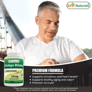 Best Naturals, Ginkgo Biloba Extract - Double Strength Ginkgo Biloba, 120Mg, 120 Capsules (120 Count (Pack of 2))