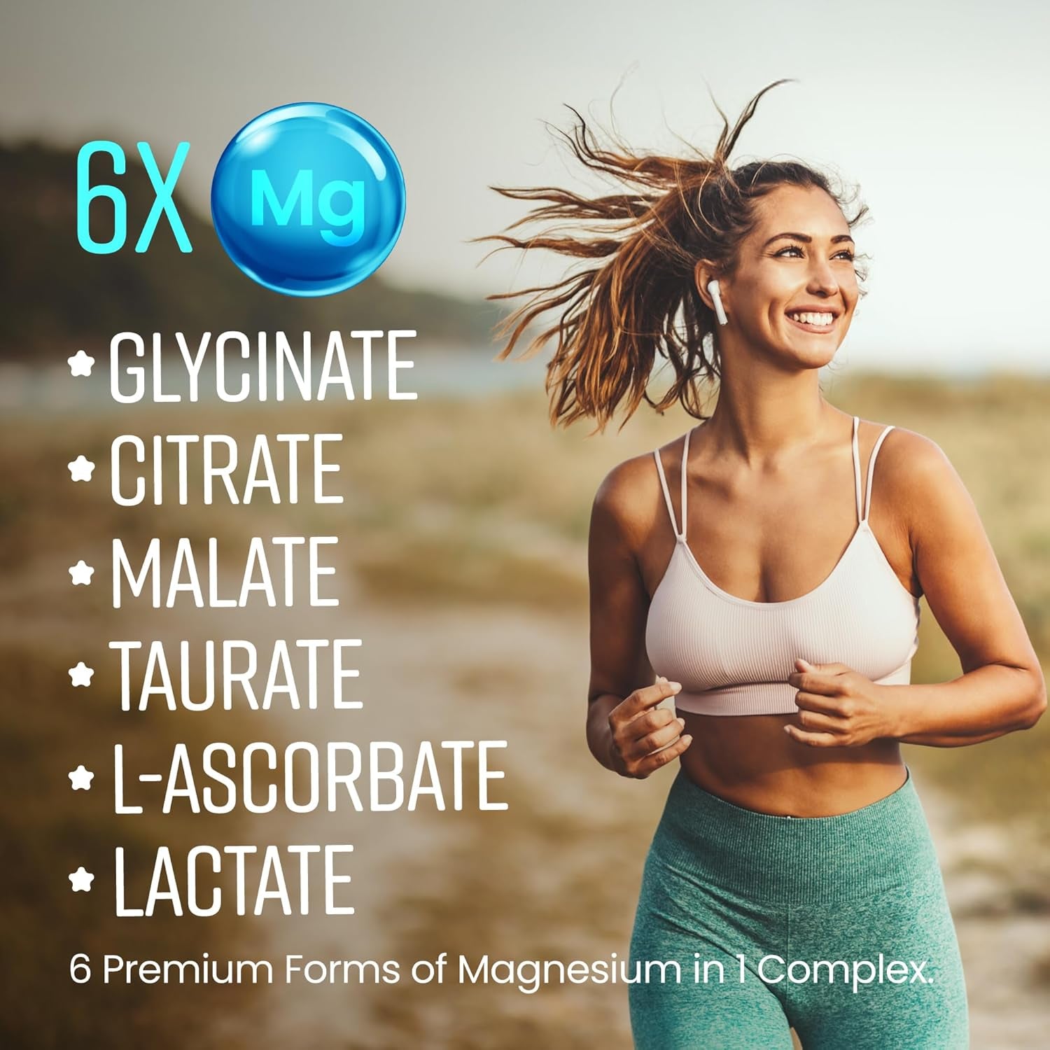 Vitabright Magnesium Glycinate Complex 6-In-1 | 2500Mg~485Mg Elemental | 120 Caps | Glycinate Tablets & Zinc, Vitamins B6 & D | High Strength Magnesium Supplements for Women/Zma Supplements for Men