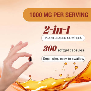 300 Softgel Pumpkin Seed Oil Capsules - Pumpkinseed Herbal Supplement - 2 in 1 Pumpkin Seed Extract | for Hair Growth, Cold Pressed, Supports Hair, Heart, Skin Supplement | Non-Gmo | Gluten Free