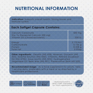 Ambrosial Calcium & Vitamin D Supplement, High Potency, High Strength Calcium, Vitamin D3, Gluten Free, Supports Bone Health, Muscles & Teeth, Pack of 1-120 Softgels