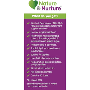 Award Winning Nature & Nurture Baby & Child Vitamins. the Vegan-Friendly Gentle Liquid Multivitamin Drops for Babies, Toddlers and Children. Made in the UK. 60 Doses.