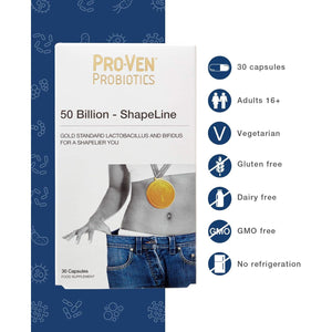 Pro-Ven Probiotics Shapeline | Supports a 'Shapelier You' | as Seen in Daily Mail | 50 Billion CFU | Gut Health Supplement | 30 Capsules