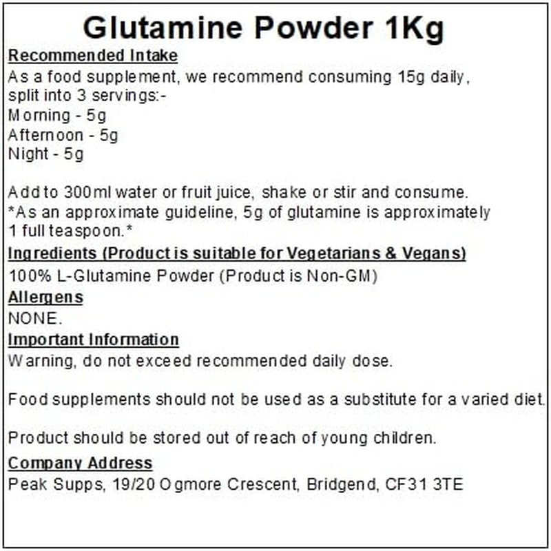 Glutamine Powder 1Kg | Pure L-Glutamine - Amino Acid Powder