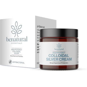 Benatural Essentials Premium Colloidal Silver Cream 100G | All Natural Cream | Antibacterial & Antifungal | PH Balanced | Manufactured in the UK