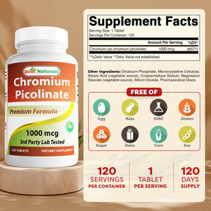 Best Naturals Chromium 1000 Mcg 120 Tablets