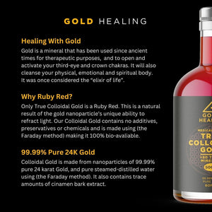 GOLD HEALING True COLLOIDAL Gold 500Ml - 99.99% 24Ct Pure Gold, Superior Concentration, High 60Ppm Made in the UK