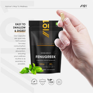 Organic Fenugreek 2250Mg - High Strength Fenugreek Supplement – 90 Vegan Capsules (30 Days Supply) – Resealable and Recyclable Pouch by Alpha01