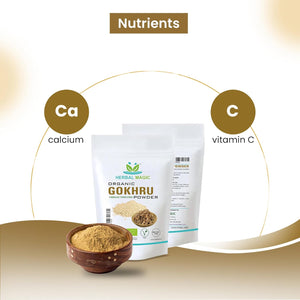 Herbal Magic'S Organic Terrestris Powder/Gokhru Powder - Revered Herb in Ayurveda - Free from Fillers Artificial Colour Flavour & Preservatives Of&G UK Organic Certified 200G (Pack of 1)