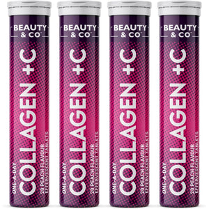 Collagen Effervescent - Marine Collagen & Vitamin C Supplement - 500Mg per Tablet (4 Tubes) Beauty & Co