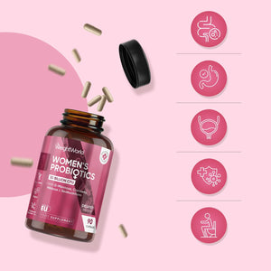 Women Probiotics Capsules - 30 Billion CFU - 90 Delayed Release Capsules - Added with D-Mannose, Cranberry, Hibiscus & Seabuckthorn Extracts - Vegan Intimate Probiotics for Women
