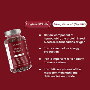 Iron and Vitamin C Gummies for Kids & Adults | 7Mg Gentle Iron, 20Mg Vitamin C Chewable | Vegan Natural Cherry Flavour | 2 Month Supply