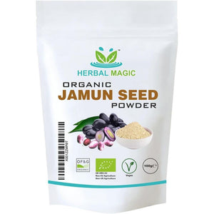 Herbal Magic'S Organic Jamun Seeds Powder Indian Black Berry Natural Dried Powder for Super Smoothie, Shake Premium Quality Powder,Free from Fillers & Preservatives