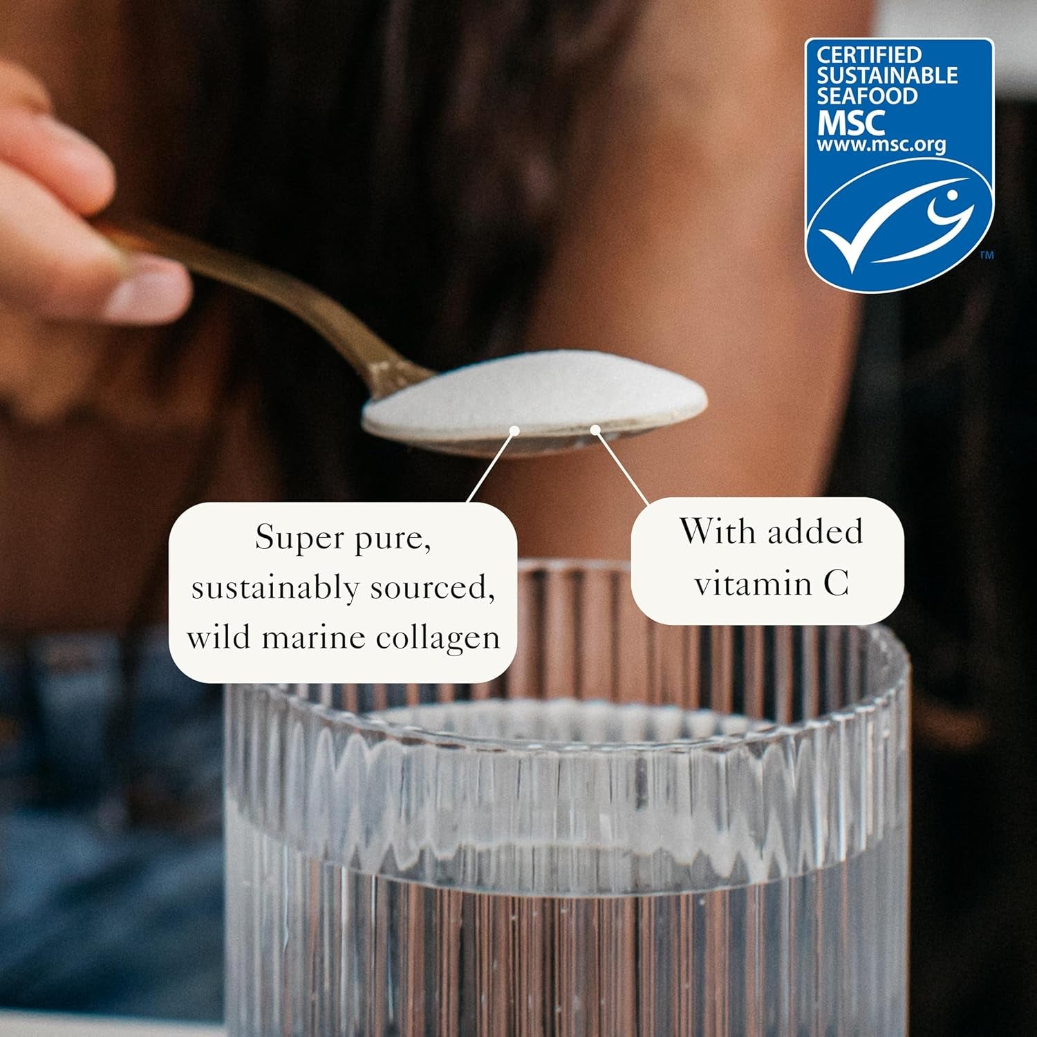 Bare Biology Collagen Powder + Vitamin C, 300G/60 Servings, Strawberry Flavour - Skinful Pure Marine Collagen for Skin, Muscles, Hair, Nails, Joints & Bones - Super Strength Type 1 Peptides