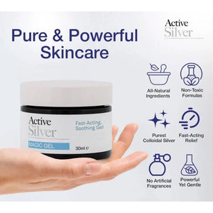 Active Silver Colloidal Silver Magic Gel (30Ml), Multipurpose Aloe Vera Gel with Colloidal Silver at 25Ppm, Use in the Home or as Part of Your Travel Kit