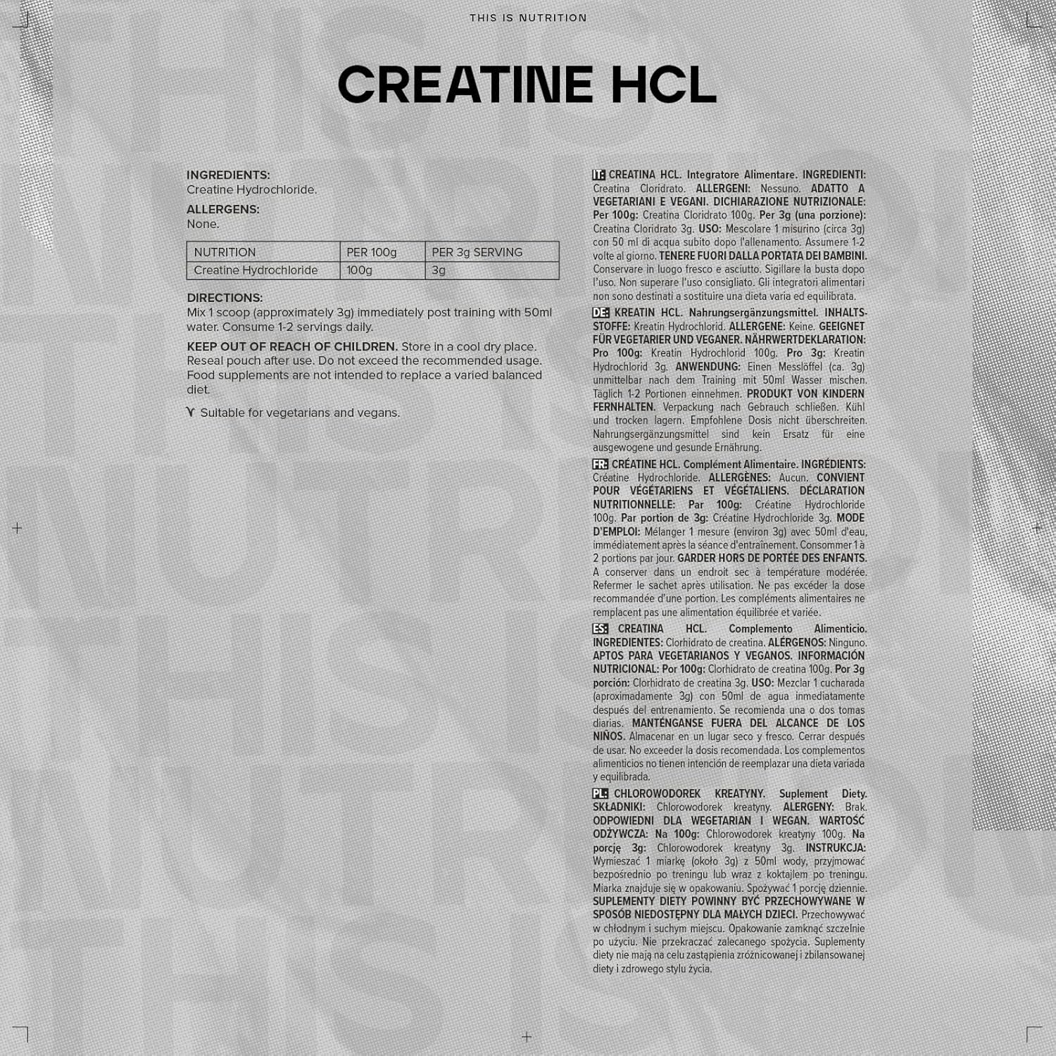 Bulk Creatine HCL Powder, 500 G, Packaging May Vary