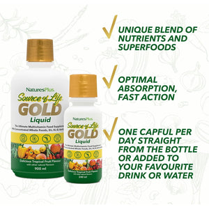 Naturesplus Source of Life Gold Liquid 236Ml - High Potency Food Based Multivitamin and Mineral - Energy and Immune Support - Vegetarian, Gluten Free