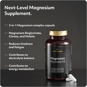 Magnesium Glycinate X3-90 Capsules - 3 in 1 Formula - Bisglycinate | Citrate | Malate - Protein Works