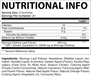 Vitamatic Sugar Free Moringa Gummies - 10000 Mg Equivalent per Serving - Complete Green Superfood - 60 Pectin Based Gummies