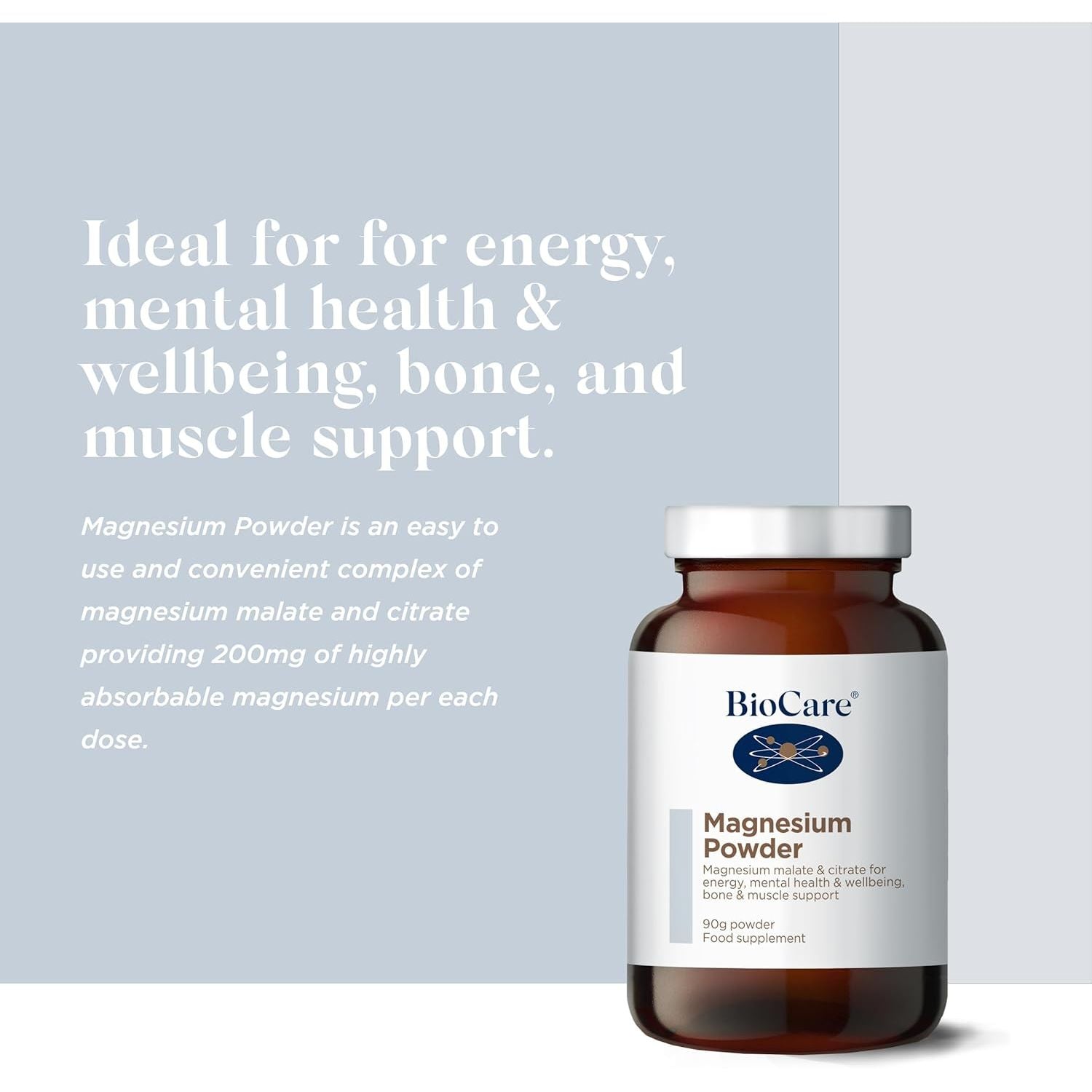 Biocare Magnesium Powder - Complex of Magnesium Malate & Citrate - 90G