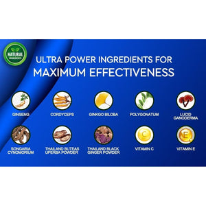 EROTICOX 500Mg | Stronger | Longer | Harder | Performance | Extra Strength Enhancing, Stamina Endurance Booster Supplement for Men | 10 Ginseng Blue Barry Flavour Gummy